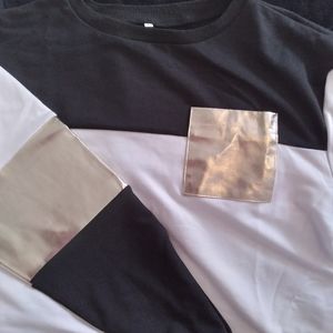 COPY - NWOT SHEIN Color Block Gold Metallic Jawstring Sweatshirt